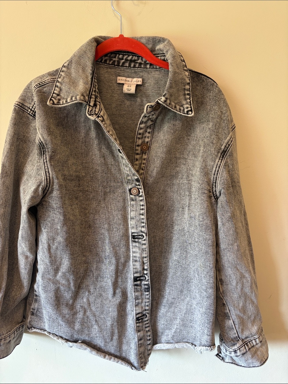 Sincerely Jules Washed Grey Denim Shacket